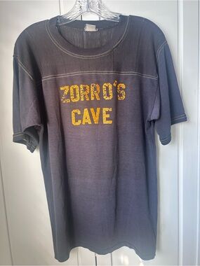 Zorro's Cave Men's Graphic Tee - Faded Navy with Yellow Print